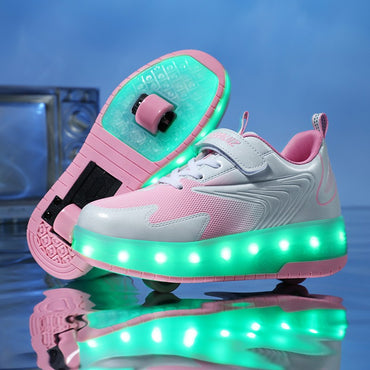 Kids Sneakers USB Recharge Light Up Skates Shoes Boys Girls Casual Skateboarding Shoe Roller Skate Outdoor Sports Shoes With LED