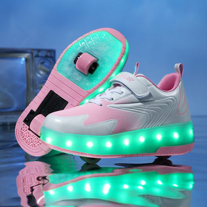 Kids Sneakers USB Recharge Light Up Skates Shoes Boys Girls Casual Skateboarding Shoe Roller Skate Outdoor Sports Shoes With LED