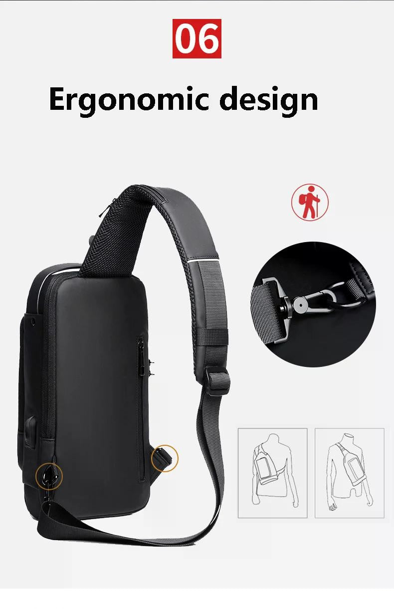 Men Anti Theft Chest Bag Shoulder Bags USB Charging Crossbody Package School Short Trip Messengers Bags Men's Oxford Sling Pack