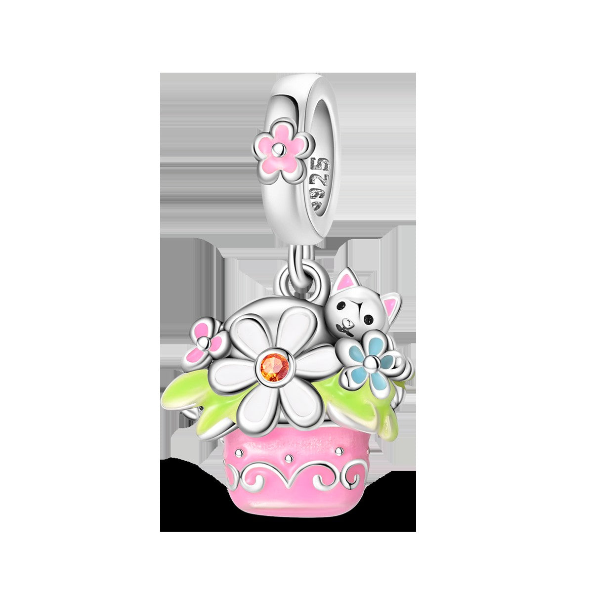 Pingente Charm Libélula Tema Primavera Prata Esterlina 925 Borboleta Flor Pendente Compatível com Bracelete Colar Joias DIY