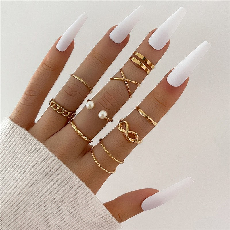 Conjunto de Anéis Boêmios com Zircônia para Mulheres, Anel Dourado com Cristal Boêmio Letra Amor Coração Lua Flecha Flor, Joias de Casamento, Presentes