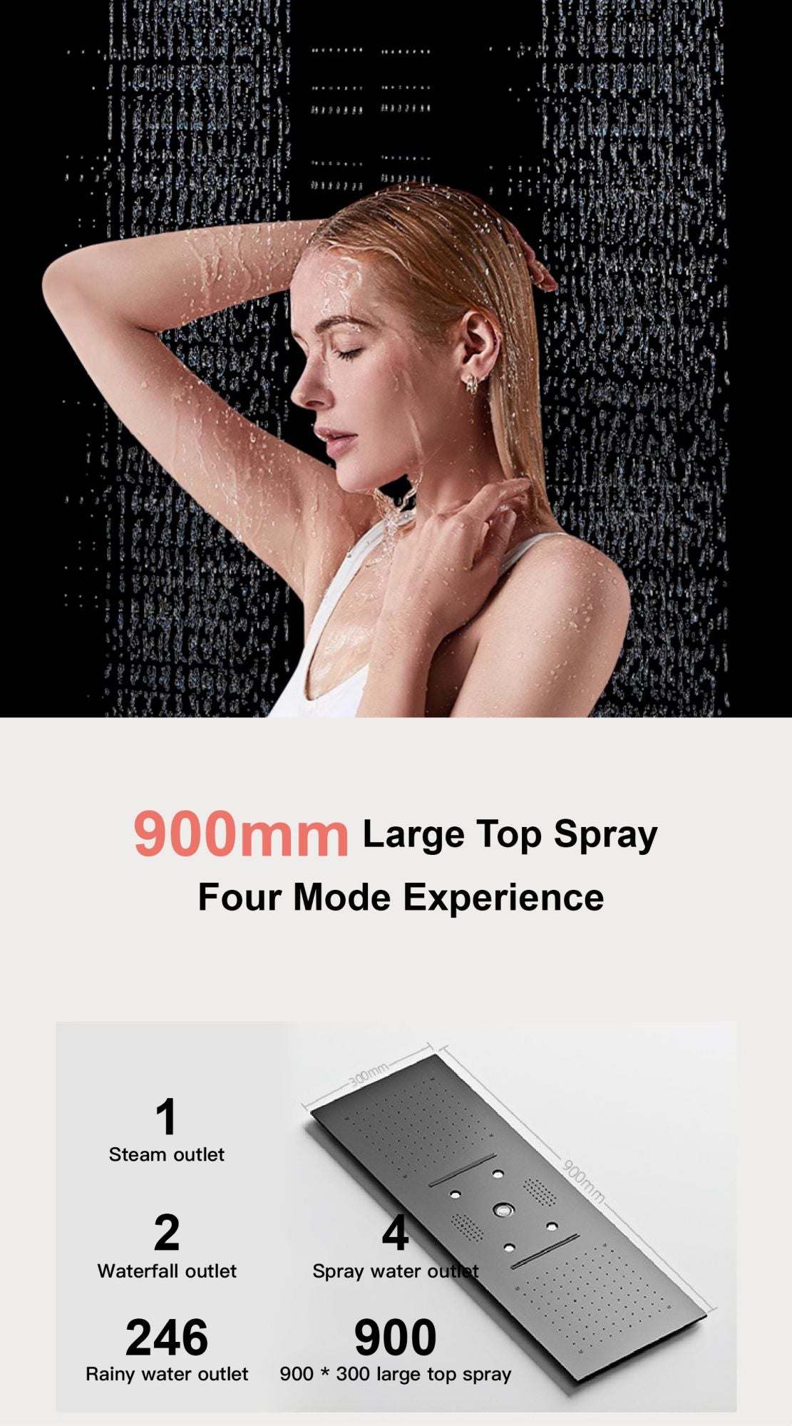 AITANA Sistema de Chuveiro Termostático de Luxo com Display LED em Latão Escurecido, Banheiro, Teto Embutido, Cortina Gigante de Chuva