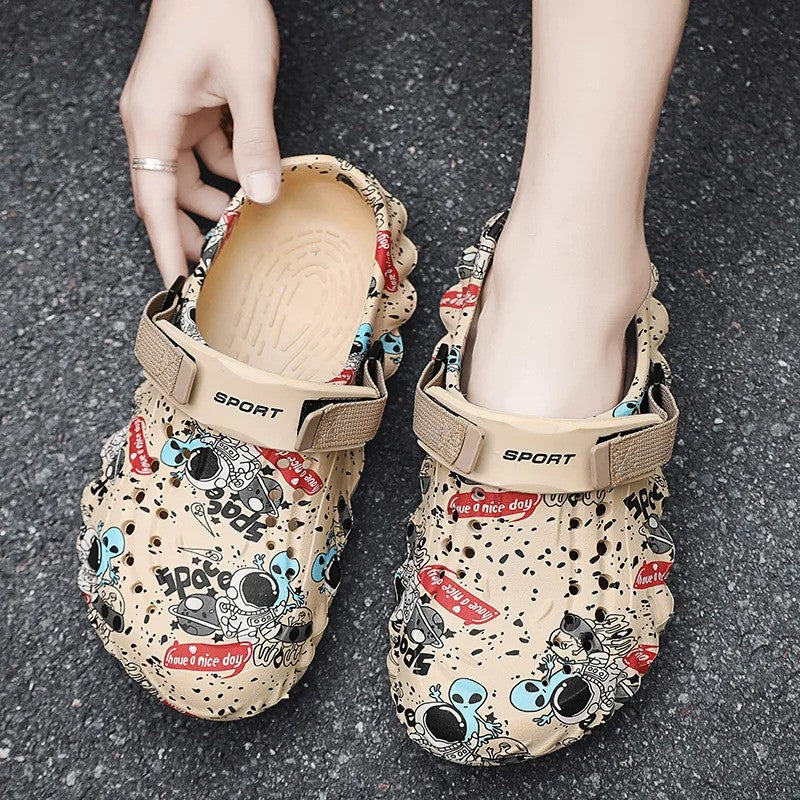 Men'S Breathable Casual Sandals Summer New Soft-Sole Non-Slip Comfort Outdoor Beach Shoes Fashion Youth Dual-Use Sports Slippers