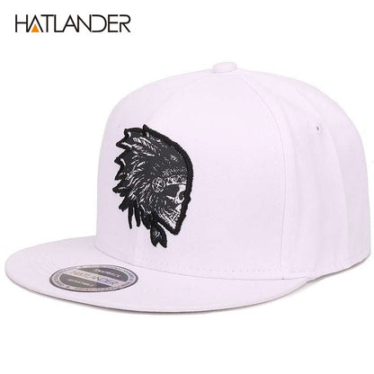 [HATLANDER]Bonés de beisebol Bordado Caveira, bonés de hip hop snapback aba reta, gorras com ossos, bonés esportivos snapback para homens, mulheres, unissex