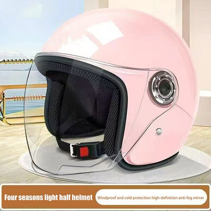 Unisex Comfortable & Ventilated Electric Riding Lens Helmet for Four Seasons, Adjustable Safety Motorcycle Helmet - 1 Piece