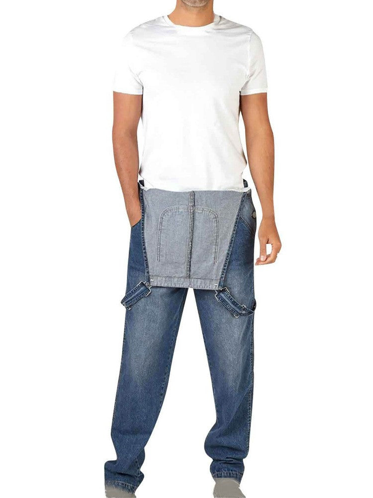 Calça Jeans Masculina Reta Larga Estilo Americano Vintage Macacão de Trabalho Casual