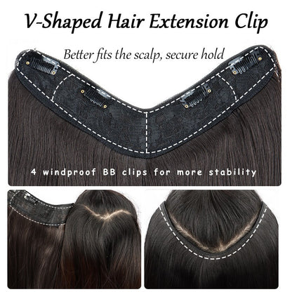 Aplique de Cabelo Sintético de 22 Polegadas, Uma Peça | Pontas Viradas para Dentro | Clips BB Fácil de Usar, Sem Danos | Volume e Comprimento Instantâneos