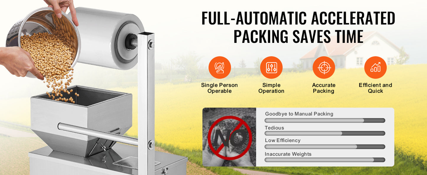 SucceBuy 1-100g Automatic Particle Packaging Machine Pouch Powder Sachet Weighting Filling Packing Machine Tea Seeds Beans Rice