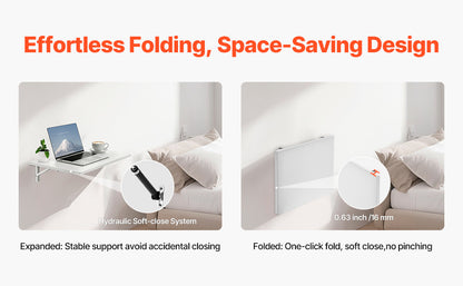 SucceBuy Wall Mounted Folding Table Drop Leaf  Floating Desk with Bracket Fold Down for Home Office Room Kitchen Space-Saving