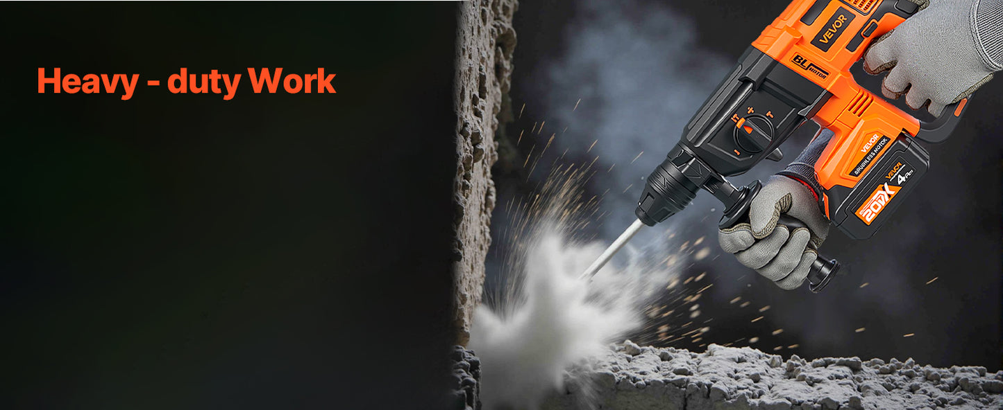 Furadeira de Impacto sem Fio Brushless 20V 26/28mm 1 polegada SDS-Plus Furadeira Rotativa Elétrica Leve Kit de Ferramentas Elétricas SucceBuy