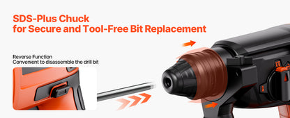Furadeira de Impacto sem Fio Brushless 20V 26/28mm 1 polegada SDS-Plus Furadeira Rotativa Elétrica Leve Kit de Ferramentas Elétricas SucceBuy