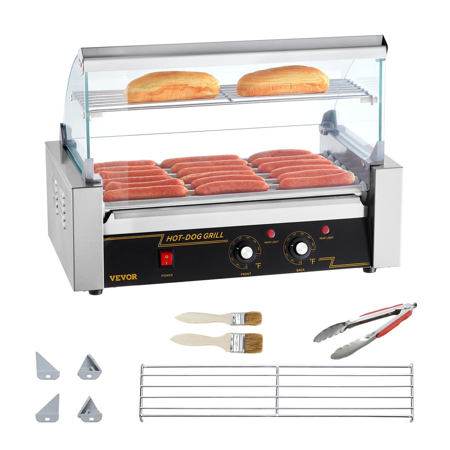 SucceBuy 5/7/11 Hastes de Aço Comercial para Rolar Cachorro-Quente Máquina Elétrica para Fazer Salsicha Churrasqueira para Acampamento Festa Eletrodoméstico