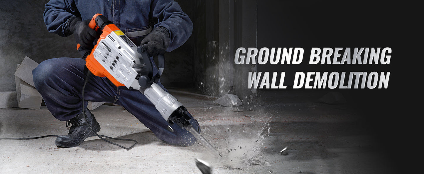 SucceBuy Martelo Demolidor 1500W/2200W/3500W Martelo Quebrador de Concreto Pesado Elétrico 2/4 peças Cinzel