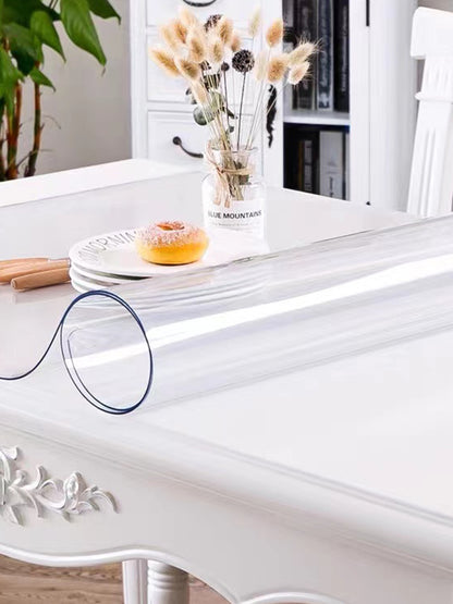 SucceBuy 1.5-2mm PVC Table Cloth Transparent Clear Desk Cover Protector Plastic Soft Glass Waterproof Oilproof for Dining Table