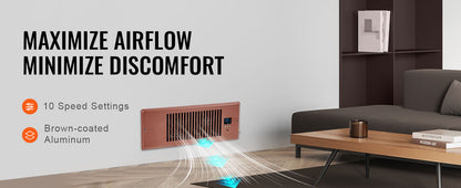 SucceBuy Booster Fan 4x12in Duct Fan 100CFM 10 Adjustable Speeds with LCD Smart Controller for Wall and Floor