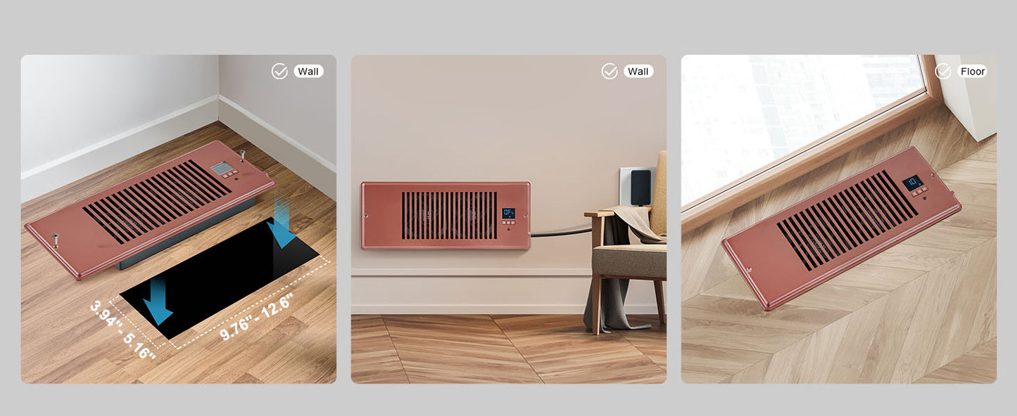 SucceBuy Booster Fan 4x12in Duct Fan 100CFM 10 Adjustable Speeds with LCD Smart Controller for Wall and Floor