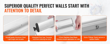 Conjunto de lâminas alisadoras de drywall SucceBuy 10/16/24/32/40 polegadas Lâminas alisadoras + cabo extensível de 34 a 81,6 polegadas Faca de aço inoxidável