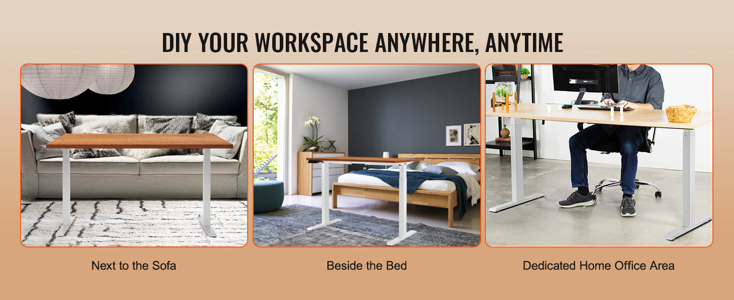 SucceBuy Standing Desk Frame  Electric Stand Up Computer Desk Legs Ergonomic DIY Workstation Base for Home Office Black white