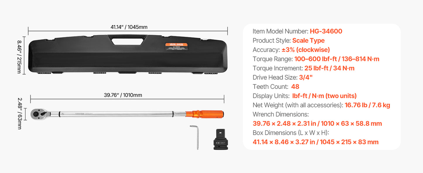 SucceBuy 1/2" 1/4" 3/8" Mechanical Torque Wrench Set Precision Pointer Hand Tools Torque Wrench Mechanical Car Repair Tool