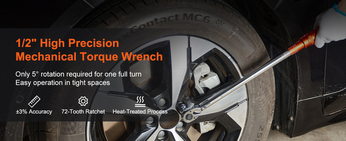 SucceBuy Jogo de Chave de Torque Mecânica de 1/2" 1/4" 3/8" Ferramentas Manuais de Ponteiro de Precisão Chave de Torque Ferramenta de Reparo de Carro para Oficina
