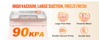 Seladora a Vácuo SucceBuy 90Kpa 130W para Alimentos com 10 Sacos a Vácuo Grátis para Cozinha Doméstica